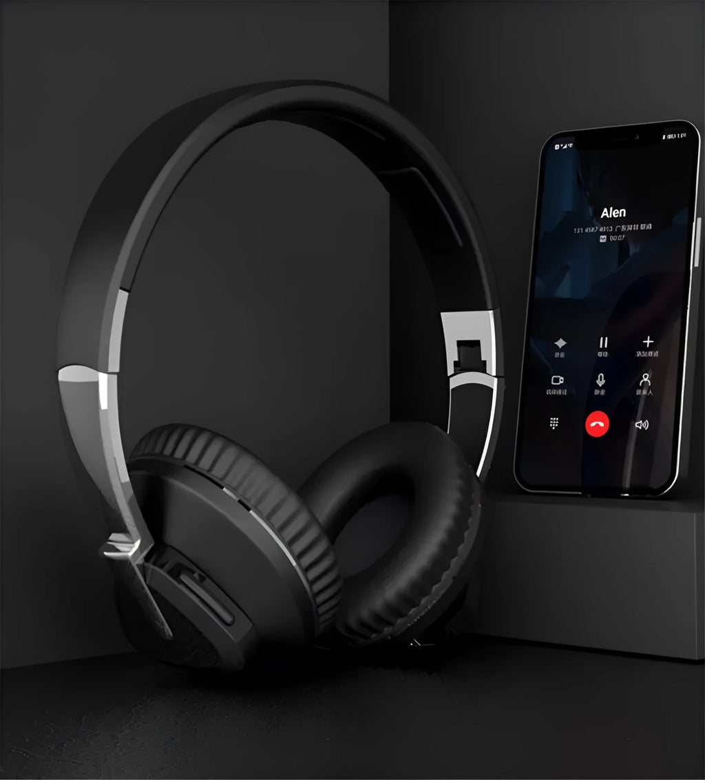 H3 wireless Bluetooth over-ear headset in black, showing all-inclusive ear cushions and inline controls.