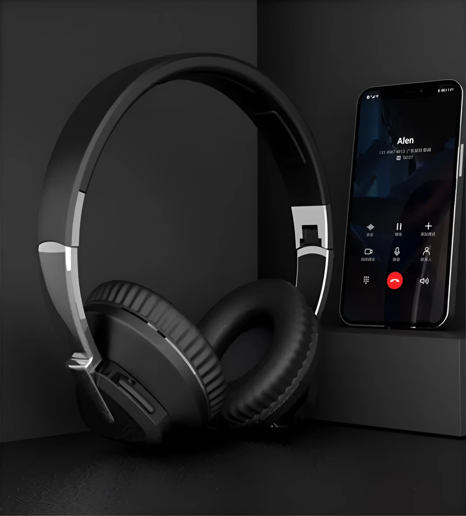 H3 wireless Bluetooth over-ear headset in black, showing all-inclusive ear cushions and inline controls.