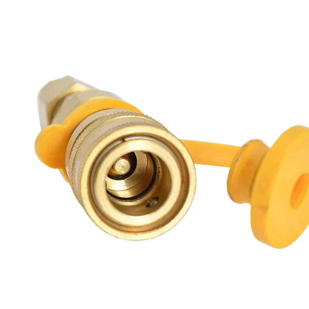 Brass gas charging connector with 3/8 inch American standard thread for propane tank connections