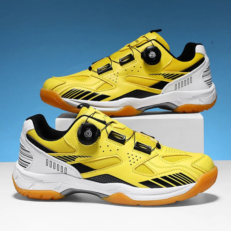 Unisex round-toe casual sneaker in microfiber and fabric, available in yellow, black silver, white blue, and white grey.
