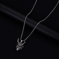Men's silver vintage necklace with 40mm zinc alloy pendant showing electroplated finish details
