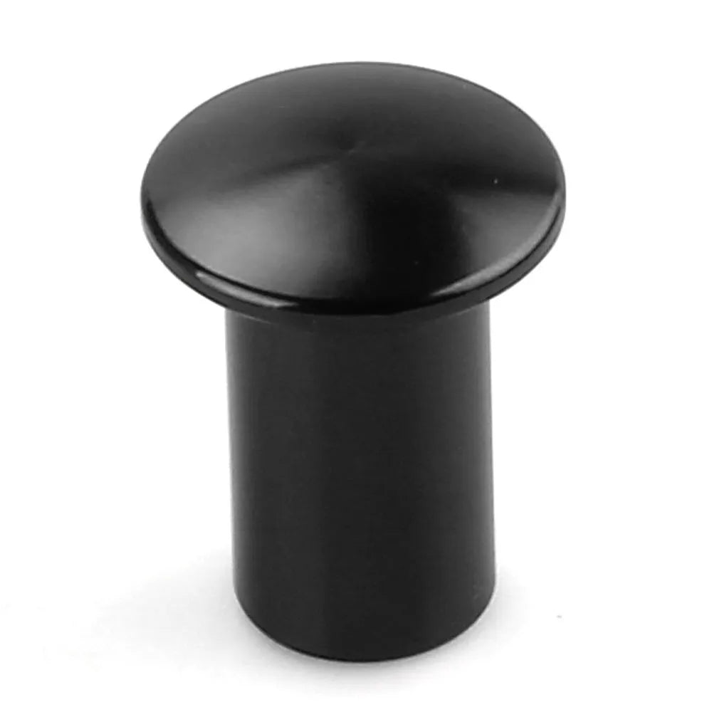 Aluminium alloy car handbrake release button cap in five colour options: black, blue, gold, red, silver.