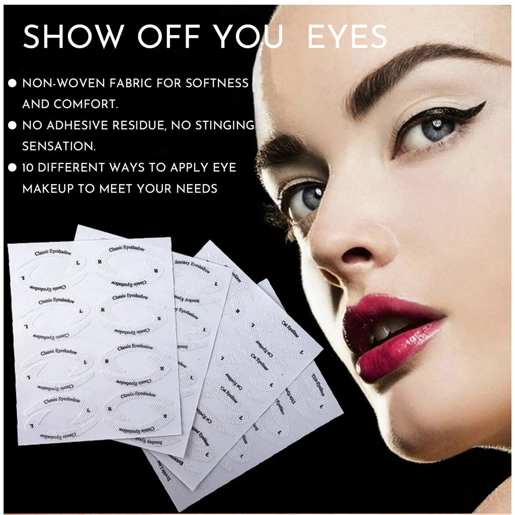 Reusable eyeliner makeup sticker templates showing four different eyeliner guide designs