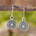 Women's bohemian retro earrings with round distressed ethnic print in zinc alloy