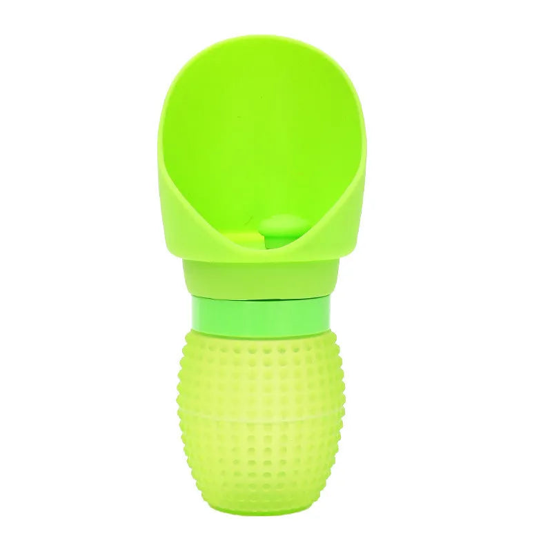 Folded and unfolded silicone pet cup in a choice of colours, showing its portable design.