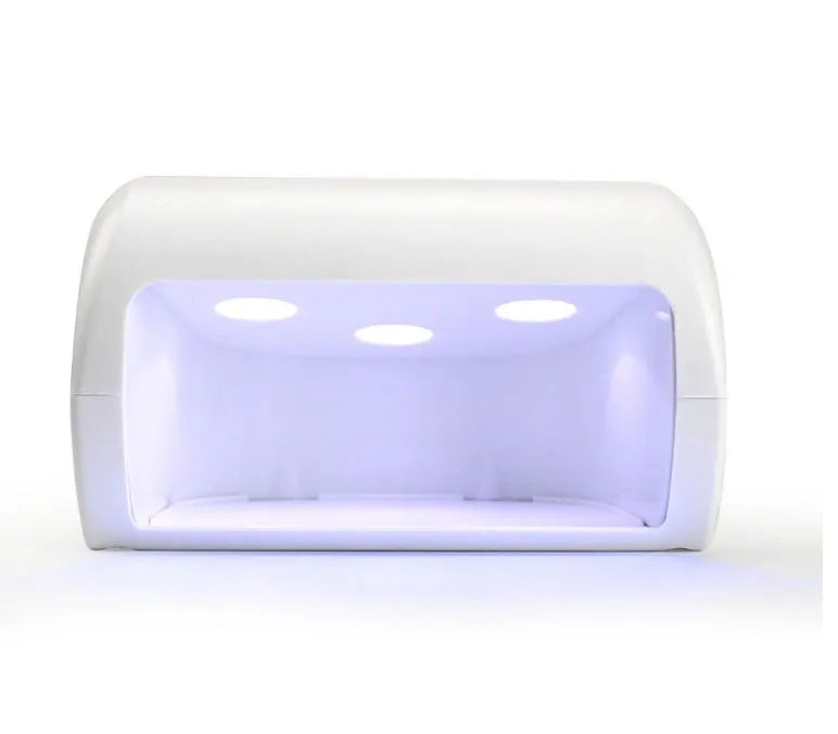 9W LED nail lamp in black with dual UV/LED light source, compact 120x96x71mm size, for gel polish curing