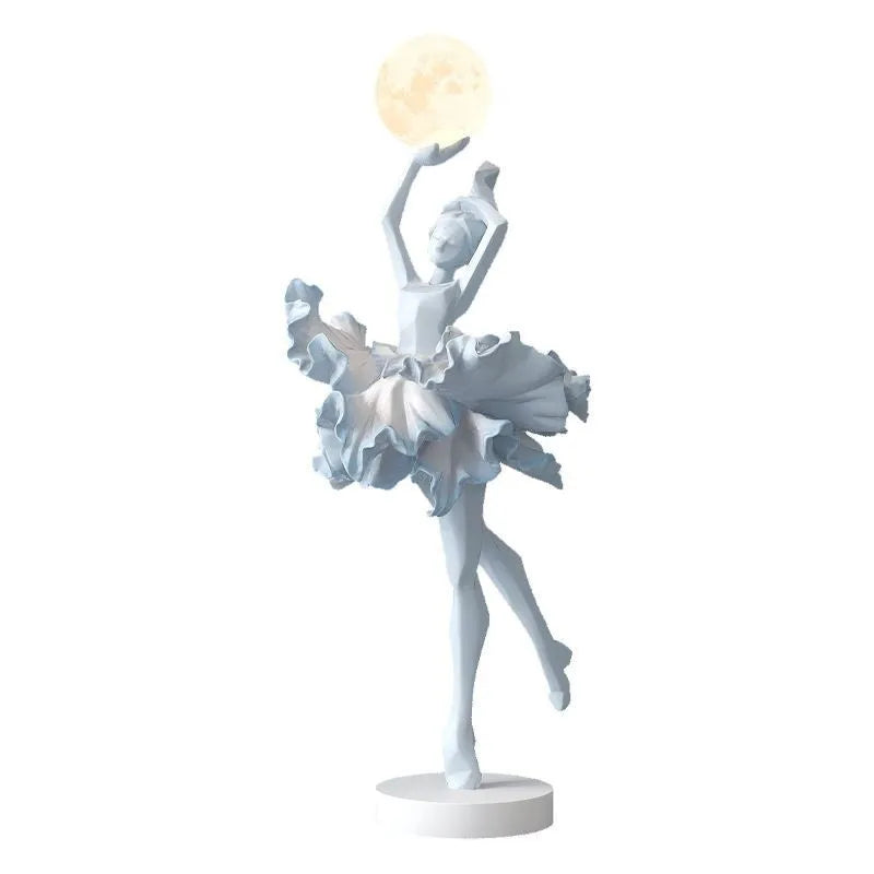 Art girl decorative night lamp in resin with USB charging, available in four colours
