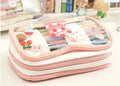 Transparent Japanese pen bag with rabbit design in pink cake or red love colour options
