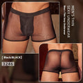 Black and white men's nylon boxer briefs showing ultra-thin breathable construction