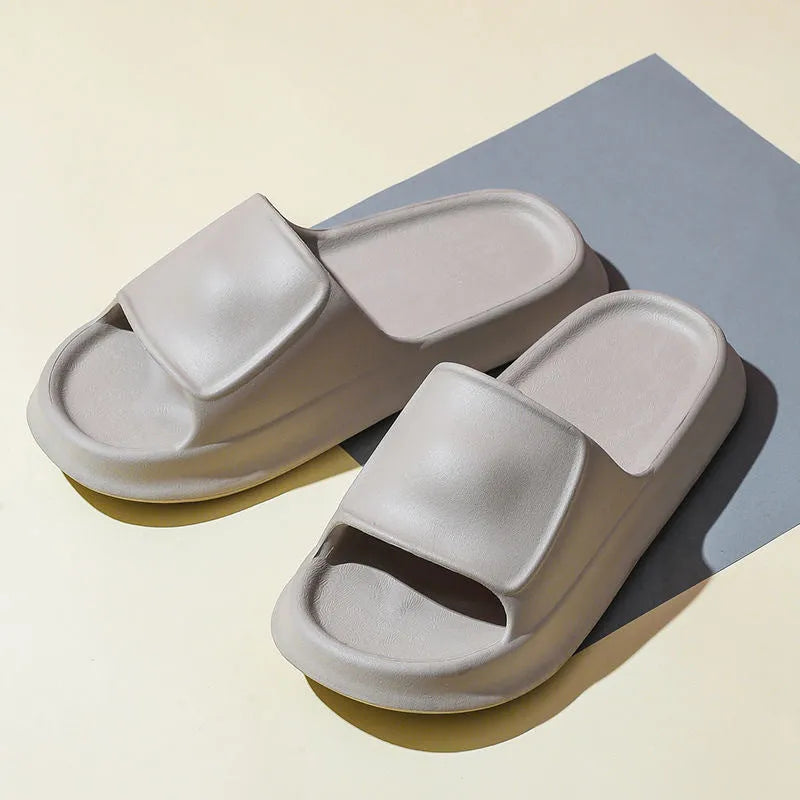 Soft EVA flip-flop slippers with a thick sole, shown in multiple colour options.