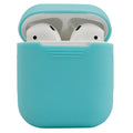 Silicone protective case for AirPods 2nd generation wireless earbuds in various colours showing 56x47x24mm dimensions