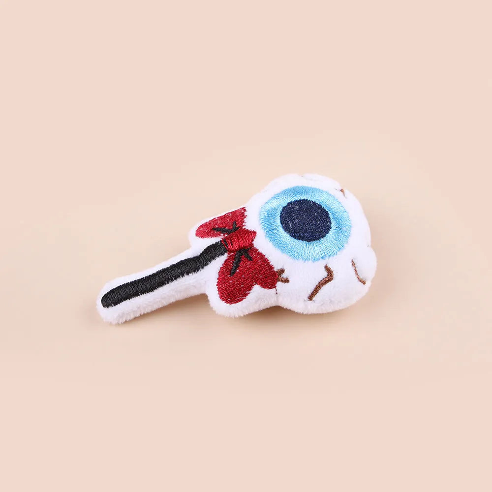 Small plush cat teaser toy in candy and eyes designs for interactive play with cats