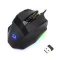 Black Redragon M801P wireless gaming mouse with nine buttons and ergonomic right-handed shape