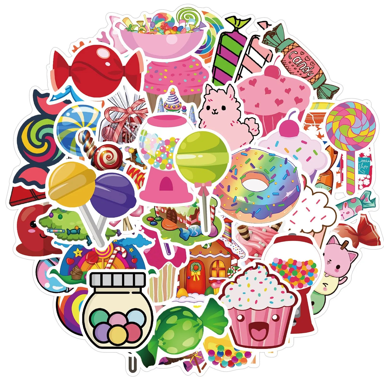 Candy series graffiti stickers colourful cartoon designs adhesive 4-6cm size