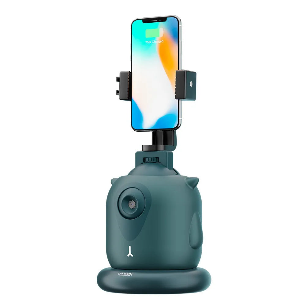 Dark green intelligent AI face recognition gimbal with 360-degree rotation for camera tracking