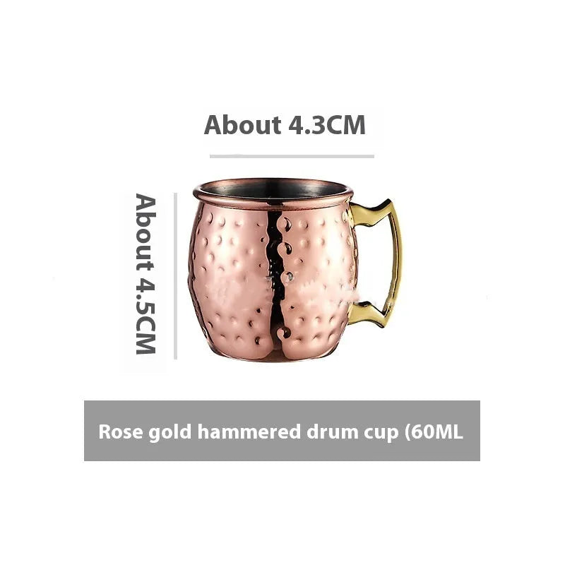 Stainless steel Moscow Mule copper plated cup with glass lining and hammer point texture