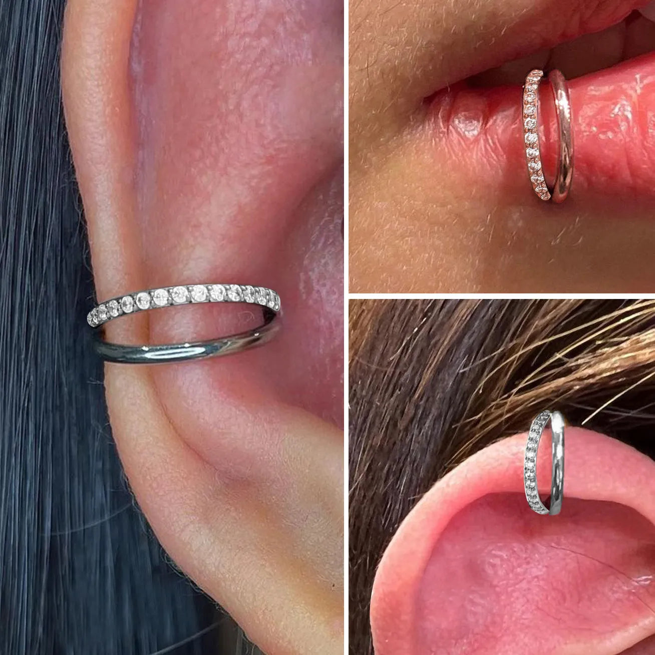 Titanium alloy nose ring body piercing jewellery with diamond treatment in multiple colour finishes