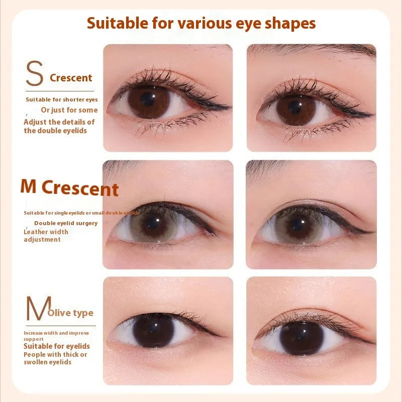 Roll of lace double eyelid stickers in packaging, showing options for Crescent M and Olive M shades.
