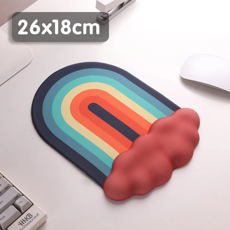 Silica gel wrister mouse pad with matching keyboard support featuring cloud pattern designs