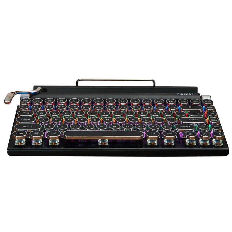 Black retro typewriter style mechanical keyboard with backlight