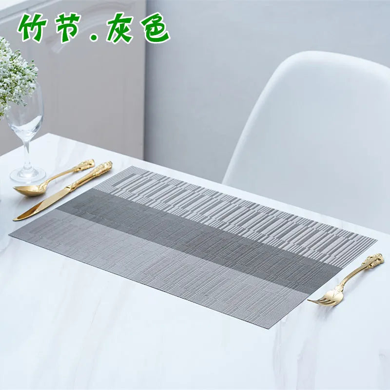 PVC non-slip dish mat in modern simplicity style protecting a wooden dining table