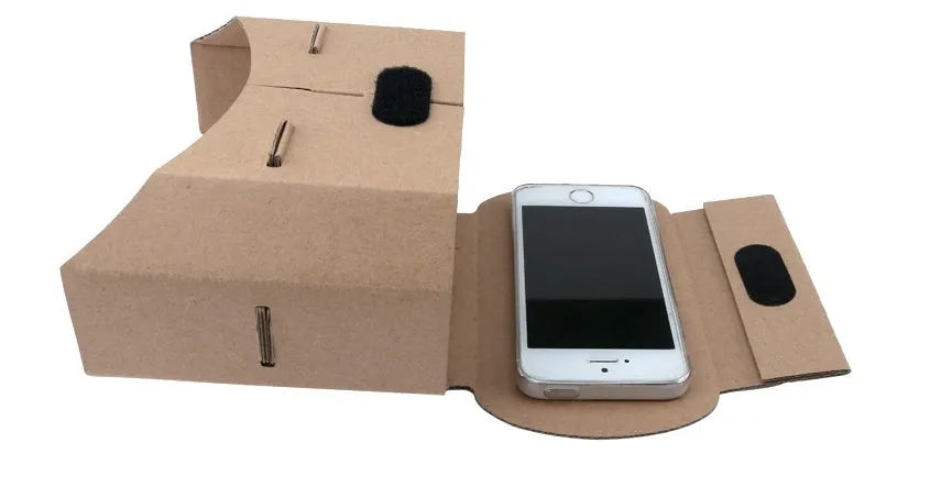 Paper virtual reality glasses for smartphones showing 3D movie and game compatibility