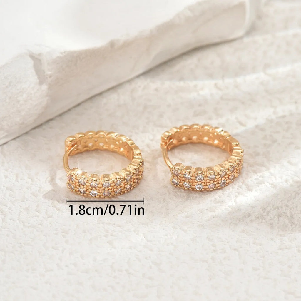 Copper geometry pattern ear studs with round dot ring elements in DE20288 colour