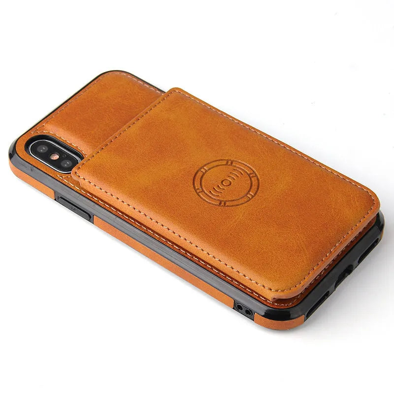 Imitation leather card wallet phone case for iPhone 11 in business-style solid colours