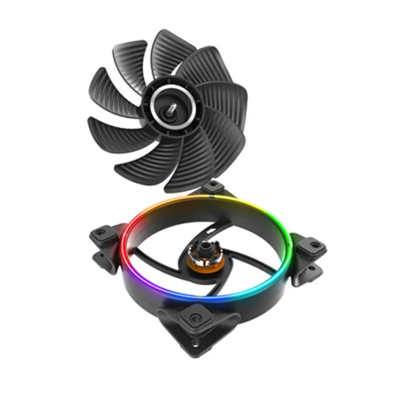 Three black 120mm RGB PC cooling fans with hydraulic bearings showing fan blade details