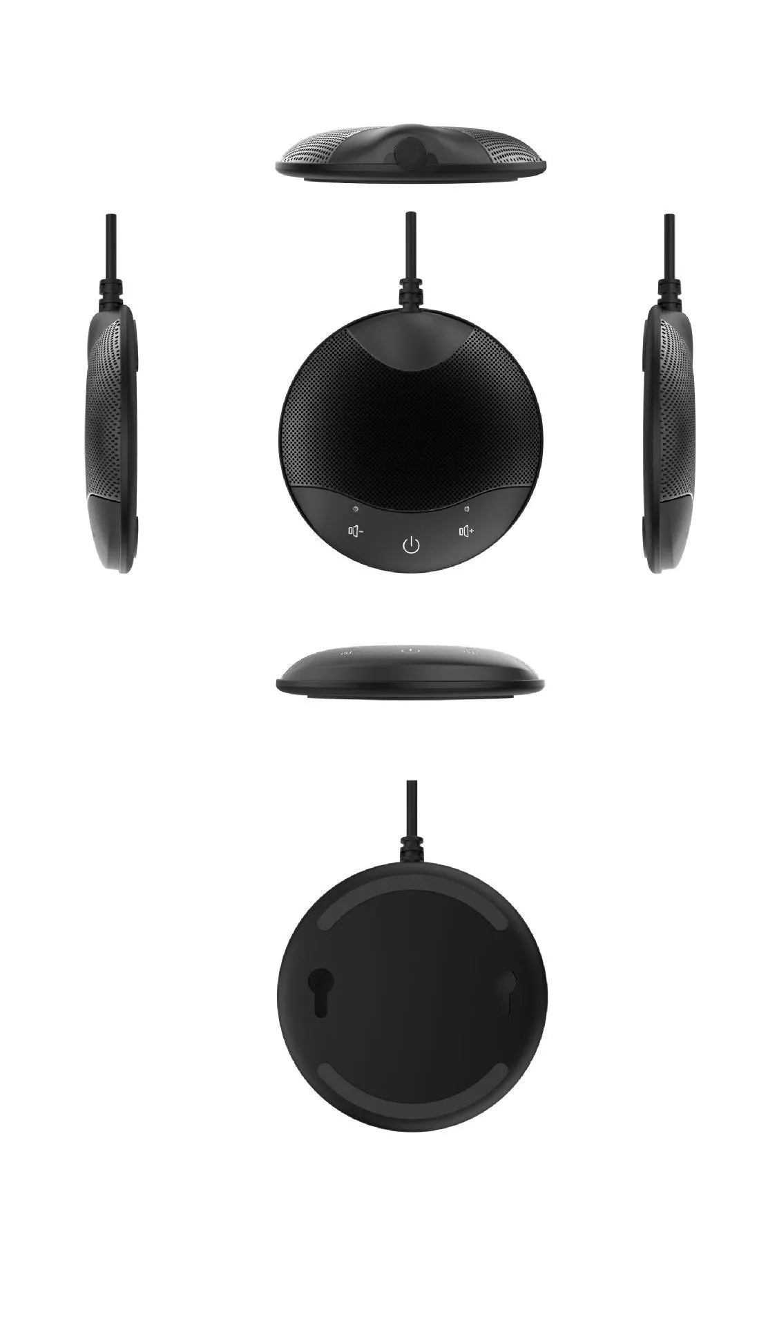 Black USB condenser desktop microphone for conference calls and gaming
