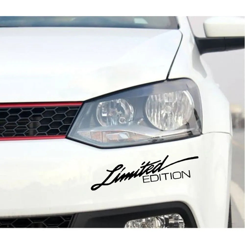 Reflective English text bumper sticker in black, measuring 16cm long by 3.8cm wide.