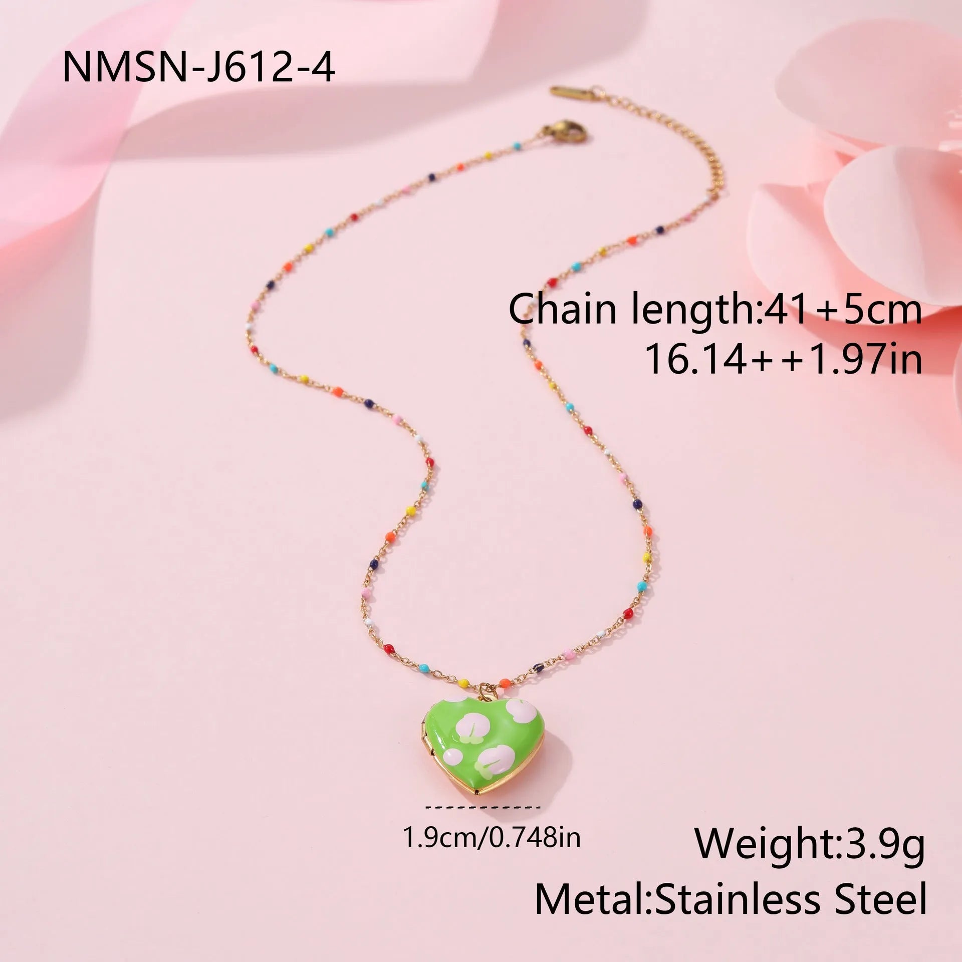 Stainless steel fruit pendant necklace with 18K gold plating on 41-50cm chain