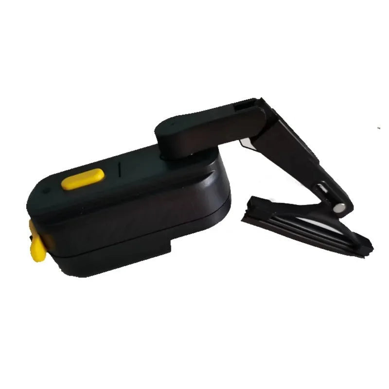 Black 800 mA electric wiper motor with 65 mm blade for motorcycle helmet visor.