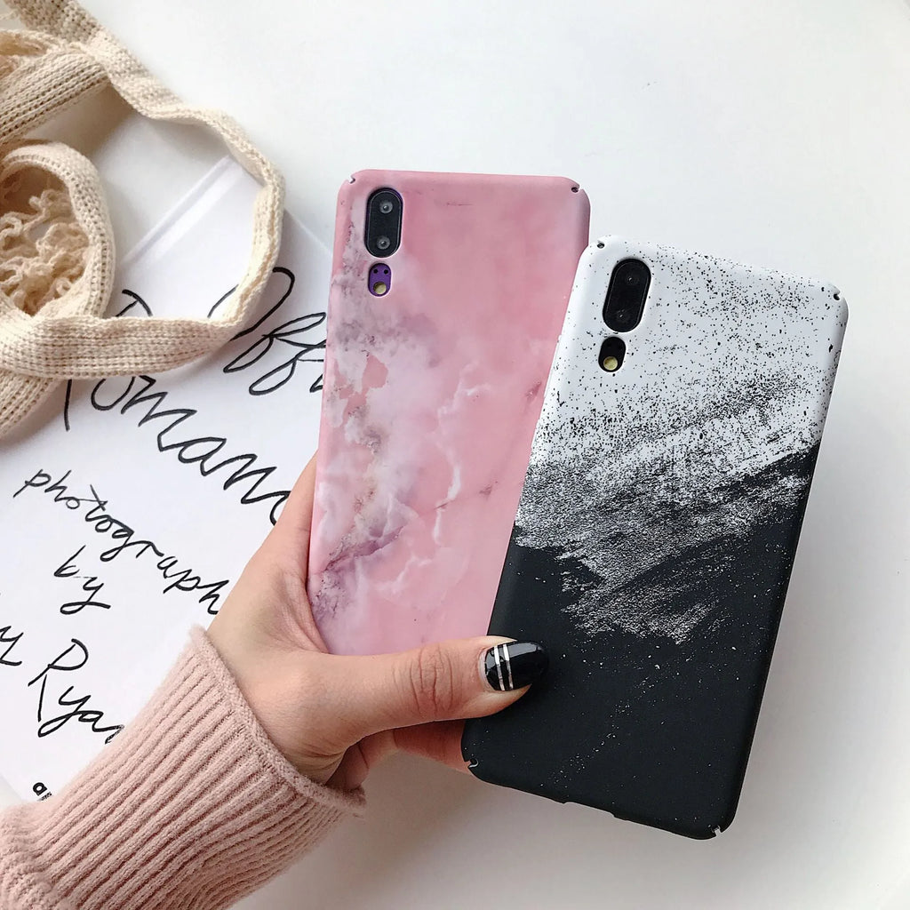 Painted pure colour hard PC phone case for Huawei and Honor in black