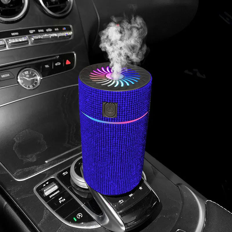 Car mounted air purification humidifier with diamond design in seven colour options