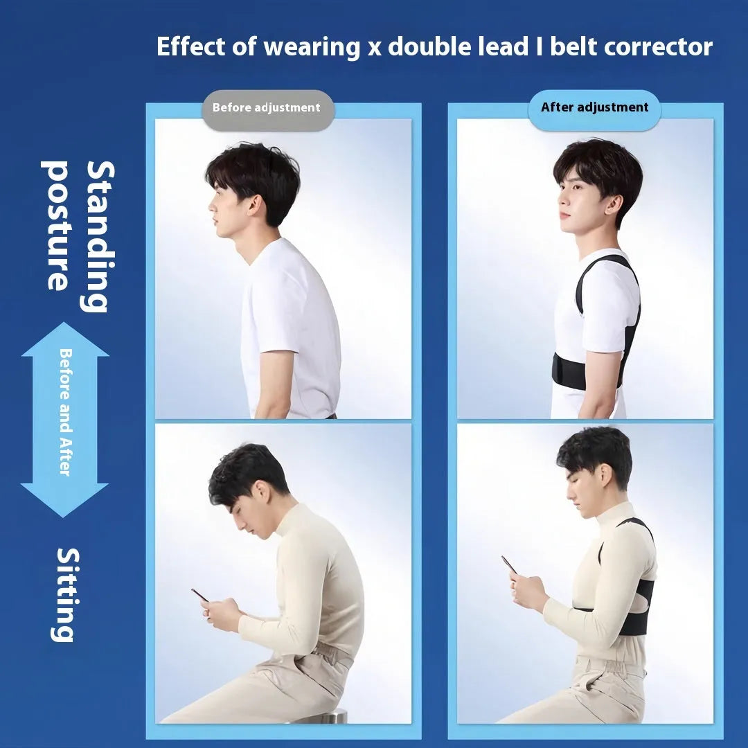 Men's beige posture correction belt with adjustable straps and Hollow O back design