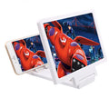 Black and white mobile phone stand with 3D screen amplifier and radiation-protection design.