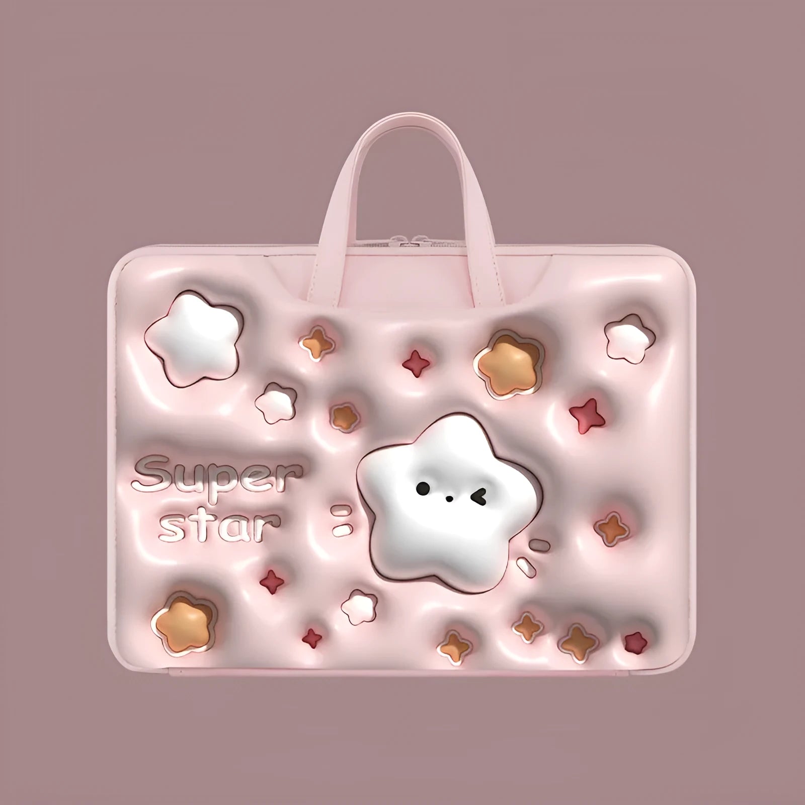 Inflatable PU leather laptop bag with trolley strap in cute panda design