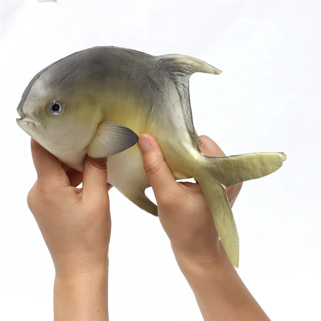 Three PU simulated fish ornaments including yellow-fin tuna and small tuna marine models