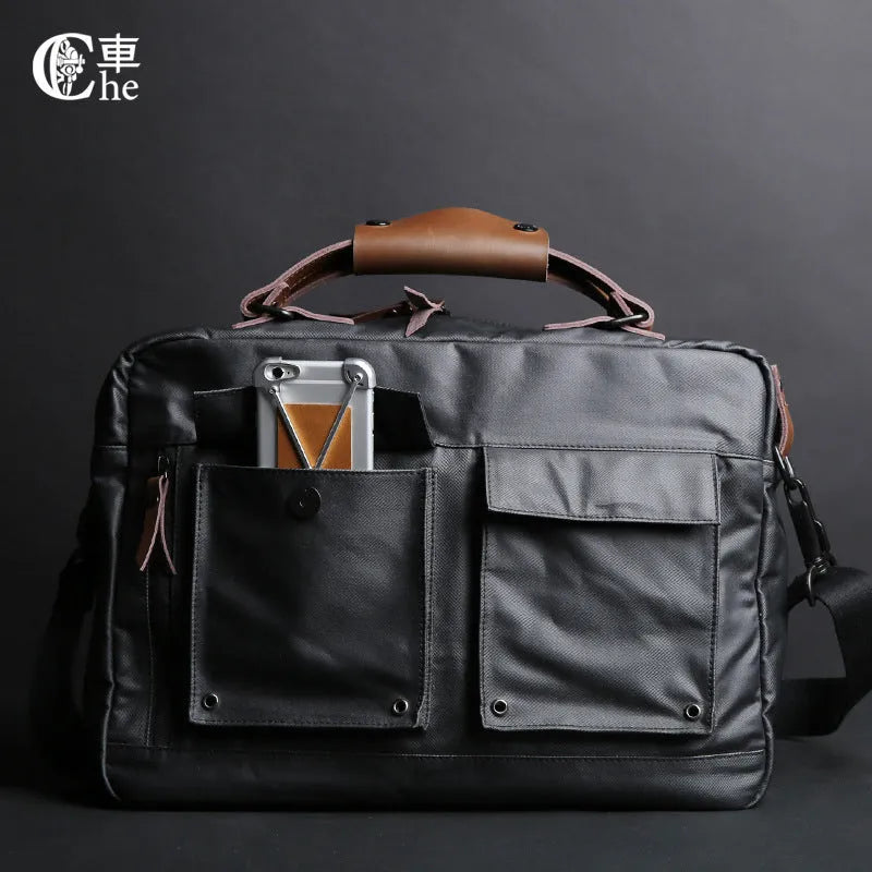 Dpark black laptop shoulder bag showing 14 inch and 15 inch size options for Lenovo business laptops