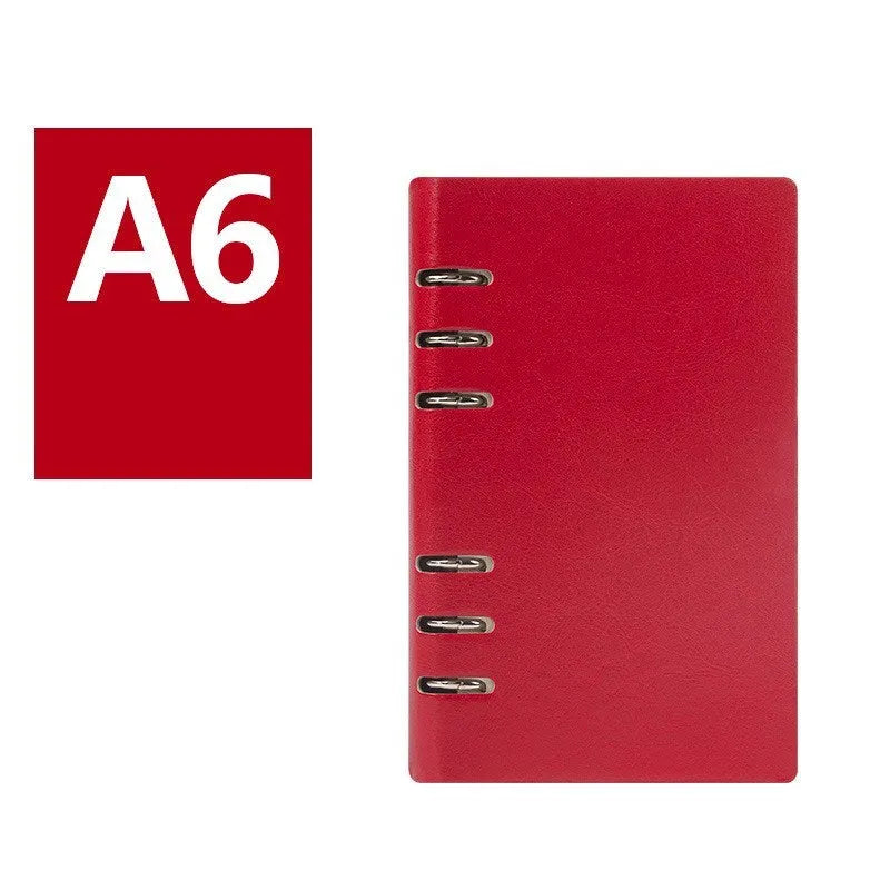 Simple business loose-leaf notebook with imitation leather cover in multiple colours and sizes