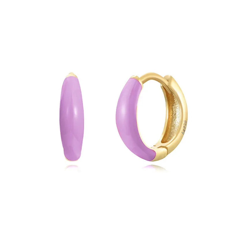 Epoxy resin oval curved earrings in geometric U-shape design with seven colour options