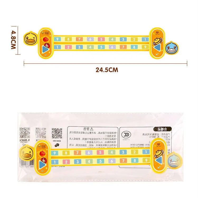 Yellow plastic children's digital decomposition ruler for maths learning, 24.5 cm long.