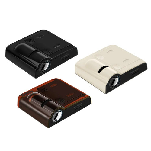 Universal car decorative projection radium lamp in black or beige with compact 6.5 cm ABS plastic case.