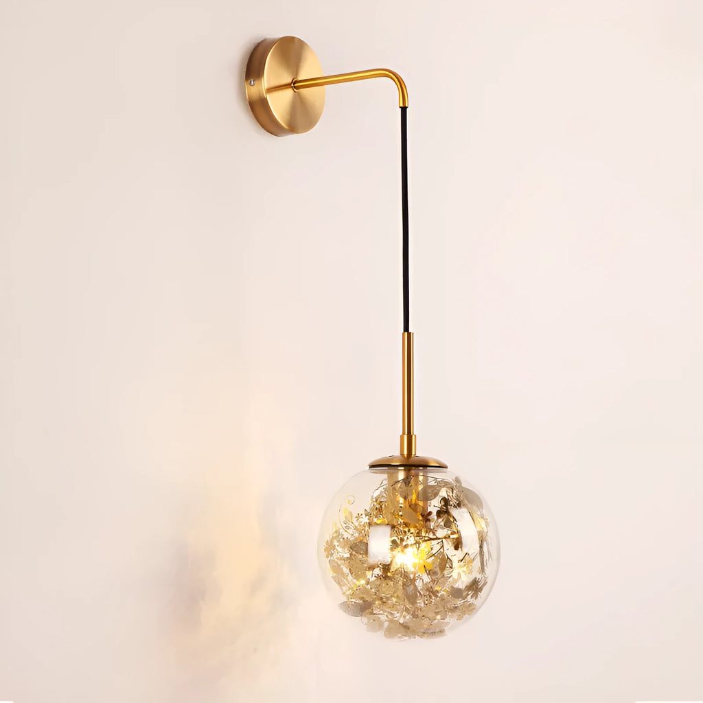 Modern glass wall lamp with silver or gold finish in 15cm or 20cm diameter options