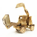 Brown wooden excavator model toy 30cm long rotating cab 1:800 scale children 4-6