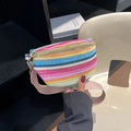 Women's woven straw shoulder bag in bohemian style with zippered compartment