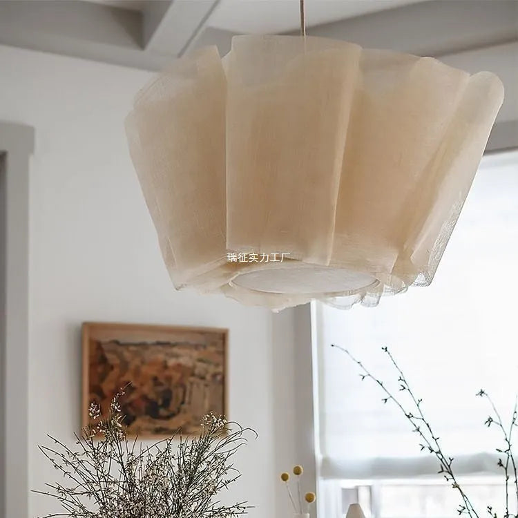 Handmade woven rustic Nordic style chandelier in light colour ceiling light living room