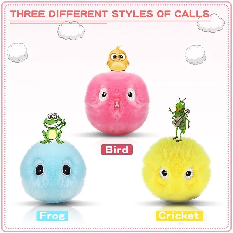 Interactive 55mm plastic pet toy ball in blue pink or yellow making animal sounds