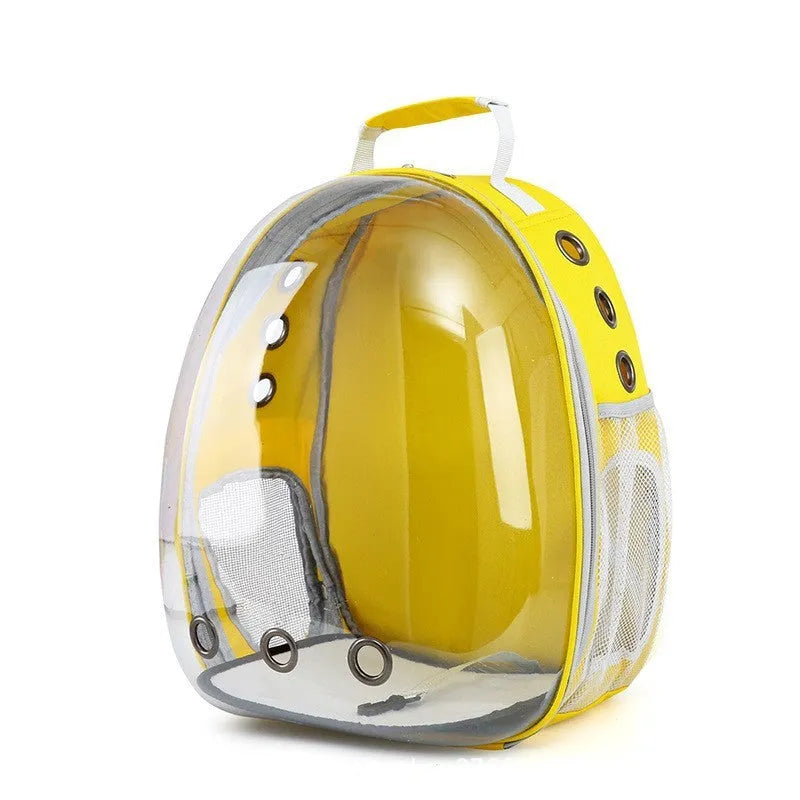 Grey PC plastic astronaut-style pet carrier bag with a side opening door